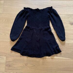 Reformation Black Off the Shoulder Minidress with Smocking Size 6